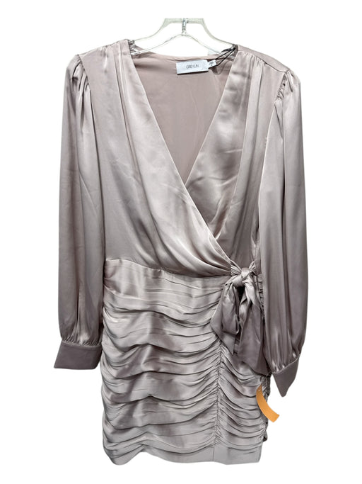 Greylin Size M Light Pink Polyester Surplice Tie Detail Ruched Satin Dress Light Pink / M