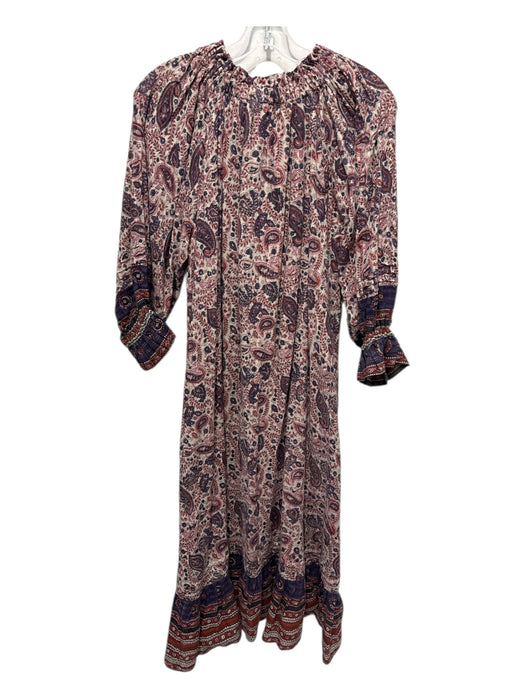 Cleobella Size XS Beige & Multi Cotton Split V Neck Floral Paisley Dress Beige & Multi / XS