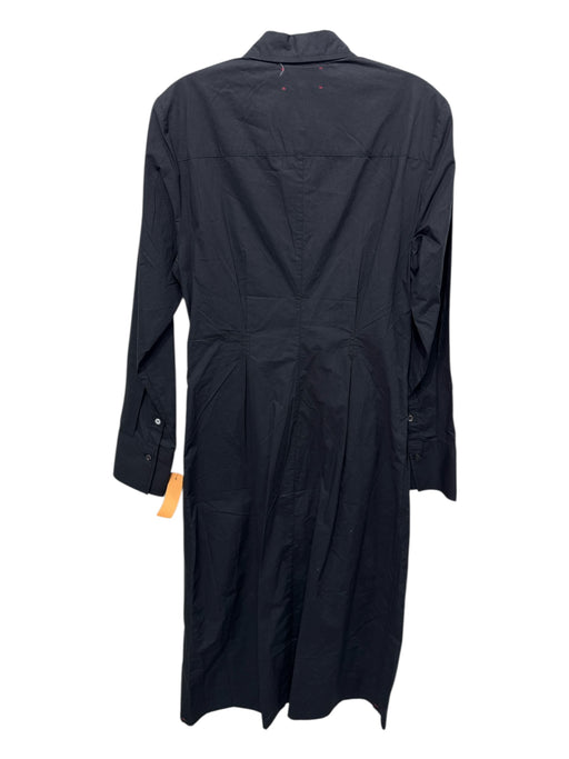 XiRENA Size L Black Cotton Button Up Ruched Long Sleeve Shirt Dress Dress Black / L