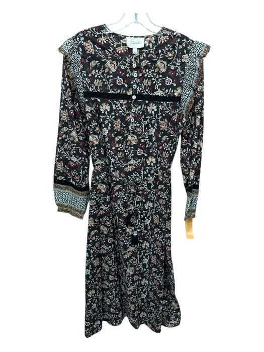 Cleobella Size M Brown & Multi Cotton floral print Tie belt Dress Brown & Multi / M