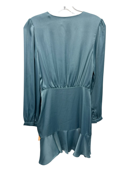 Greylin Size XS Mist Blue Polyester Surplice Tie Detail Ruched Dress Mist Blue / XS