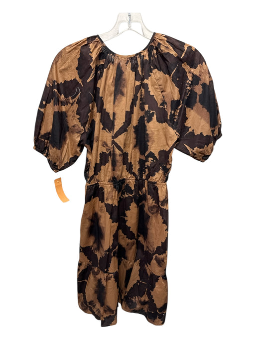 Rails Size S Brown & Black Cotton Tie Neck Tiered All Over Print Dress Brown & Black / S