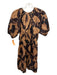 Rails Size S Brown & Black Cotton Tie Neck Tiered All Over Print Dress Brown & Black / S