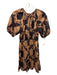 Rails Size S Brown & Black Cotton Tie Neck Tiered All Over Print Dress Brown & Black / S