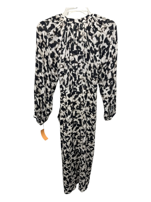 Rails Size XS Black & Cream Rayon Split V Neck Cheetah Print Tie Detail Dress Black & Cream / XS