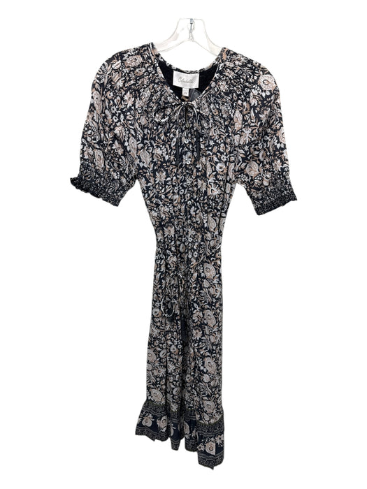 Cleobella Size XS Black & Multi Cotton floral print Tassel Tie Detail Dress Black & Multi / XS