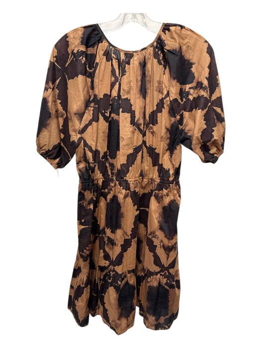 Rails Size M Brown & Black Cotton Tie Neck Tiered All Over Print Dress Brown & Black / M