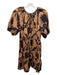 Rails Size M Brown & Black Cotton Tie Neck Tiered All Over Print Dress Brown & Black / M