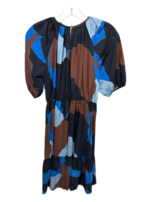 Rails Size XS Black & Multi Cotton Keyhole Back Puff Shoulders Tiered Dress Black & Multi / XS