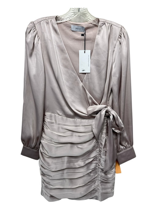 Greylin Size S Light Pink Polyester Surplice Tie Detail Ruched Satin Dress Light Pink / S