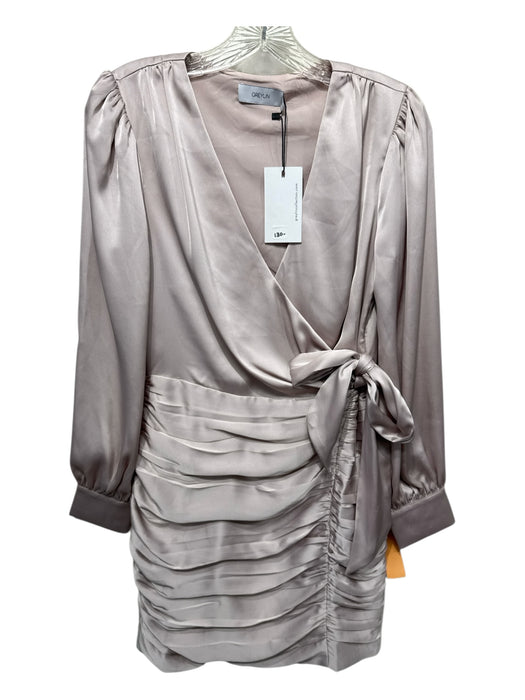 Greylin Size S Light Pink Polyester Surplice Tie Detail Ruched Satin Dress Light Pink / S