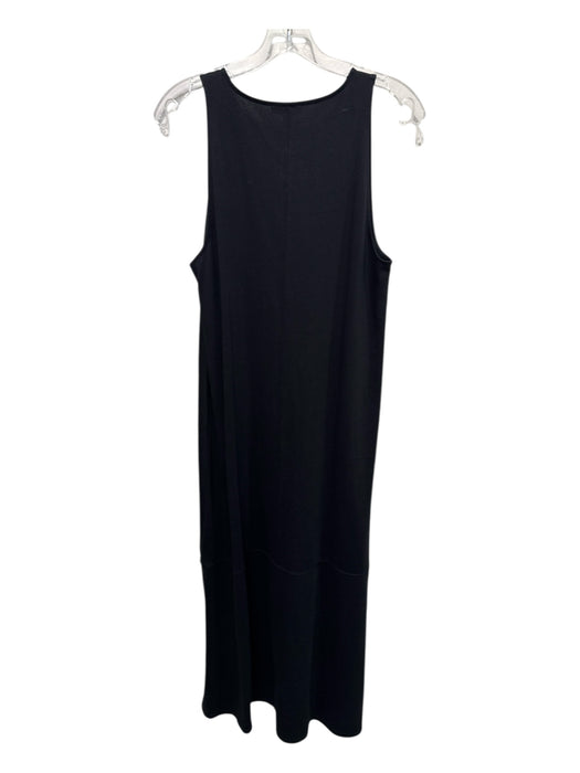 Lilla P Size S Black Cotton Keyhole Front Sleeveless Slits Dress Black / S