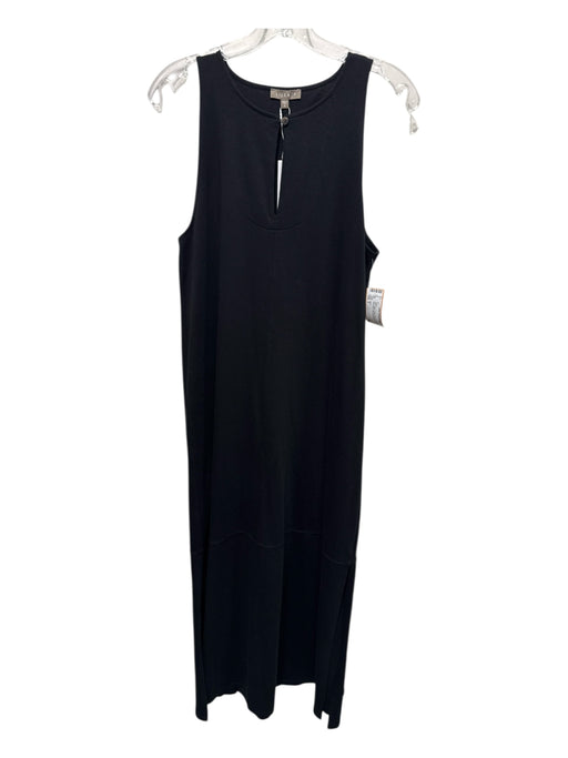 Lilla P Size S Black Cotton Keyhole Front Sleeveless Slits Dress Black / S