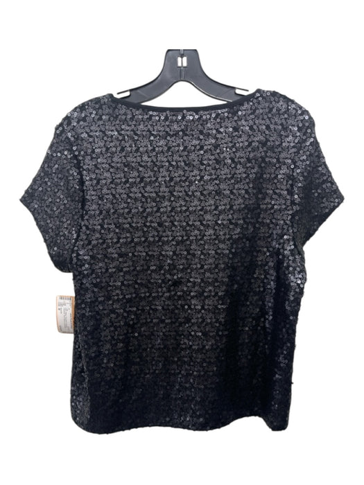 Splendid Size M Black Polyester & Viscose Sequined Short Sleeve Top Black / M