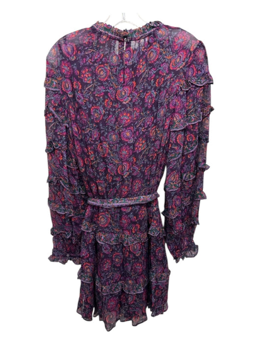 Cleobella Size Large Purple, Green, Pink Viscose Long Sleeve Floral Tiered Dress Purple, Green, Pink / Large