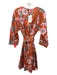 Banjanan Size Large Orange, Pink, Green Cotton Poplin Long Sleeve Floral Dress Orange, Pink, Green / Large