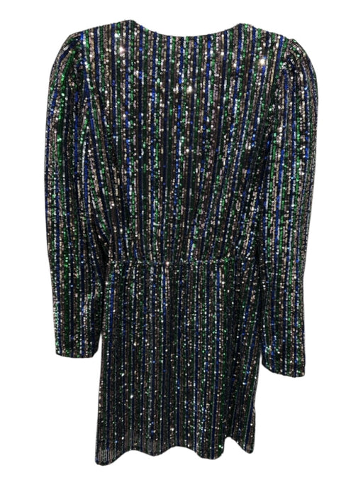 Greylin Size XS Blue, Green, Pink Polyethylene Long Sleeve Stripe Surplice Dress Blue, Green, Pink / XS