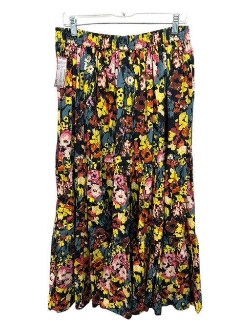 Cleobella Size Large Yellow, Blue, Orange Cotton Elastic Waist Floral Maxi Skirt Yellow, Blue, Orange / Large