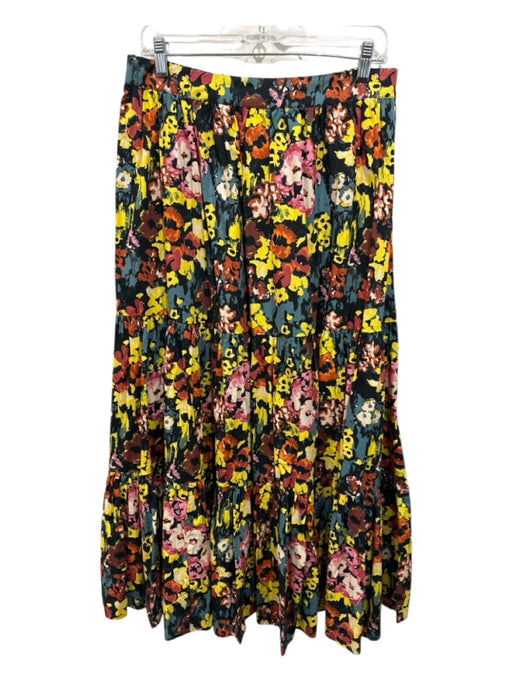 Cleobella Size Large Yellow, Blue, Orange Cotton Elastic Waist Floral Maxi Skirt Yellow, Blue, Orange / Large