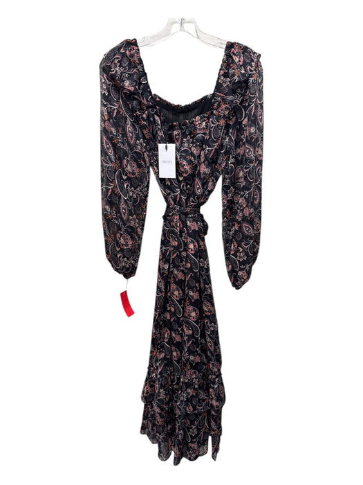 Greylin Size Large Black, Pink, Orange Polyester Long Sleeve Elastic Waist Dress Black, Pink, Orange / Large