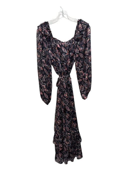 Greylin Size Large Black, Pink, Orange Polyester Long Sleeve Elastic Waist Dress Black, Pink, Orange / Large