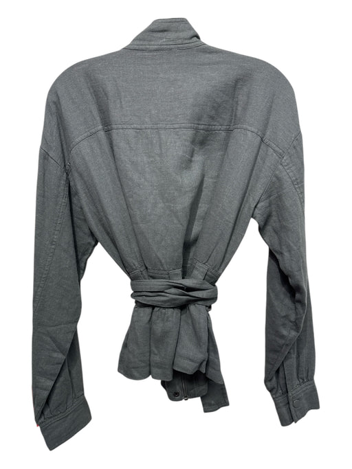 Splendid Size Medium Sage green Linen Blend Long Sleeve Cargo Pockets Jacket Sage green / Medium