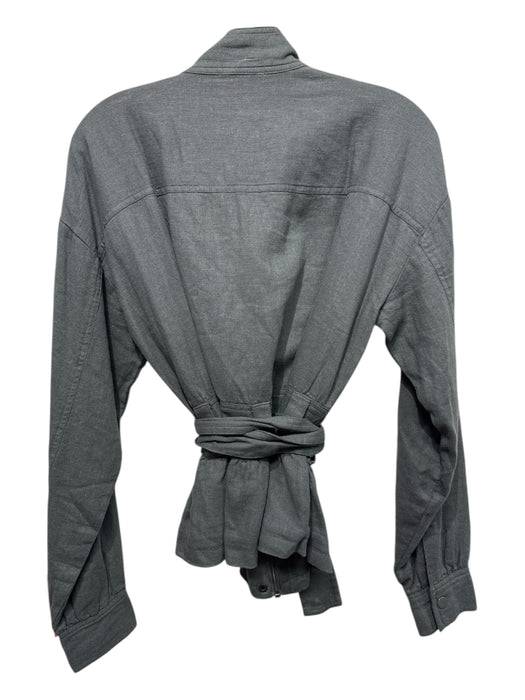 Splendid Size Medium Sage green Linen Blend Long Sleeve Cargo Pockets Jacket Sage green / Medium