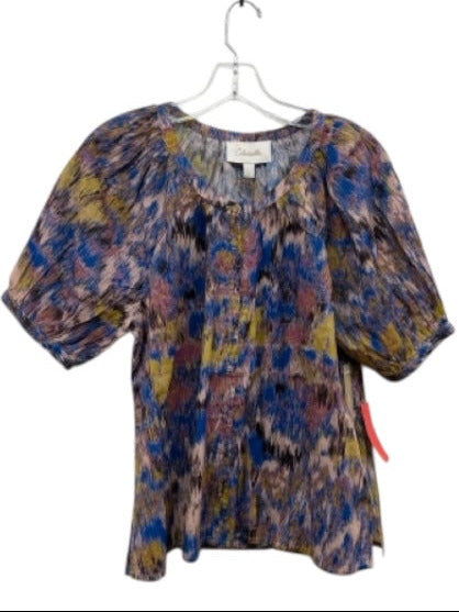 Cleobella Size Small Blue, Pink, Yellow Cotton Short Sleeve Abstract Print Top Blue, Pink, Yellow / Small
