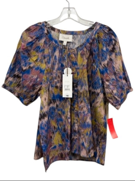 Cleobella Size Medium Blue, Pink, Yellow Cotton Short Sleeve Abstract Print Top Blue, Pink, Yellow / Medium