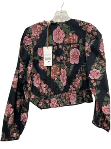 Cleobella Size Small Black, Pink, Green Cotton Long puff sleeve Floral Top Black, Pink, Green / Small