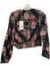 Cleobella Size Small Black, Pink, Green Cotton Long puff sleeve Floral Top Black, Pink, Green / Small