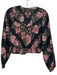Cleobella Size Small Black, Pink, Green Cotton Long puff sleeve Floral Top Black, Pink, Green / Small
