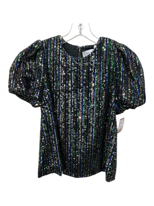 Greylin Size XS Blue, Green, Pink Polyethylene Long Sleeve All Over Sequins Top Blue, Green, Pink / XS