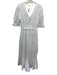 Cleobella Size L White Cotton Short Balloon Sleeve Floral Applique Midi Dress White / L