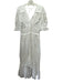 Cleobella Size L White Cotton Short Balloon Sleeve Floral Applique Midi Dress White / L