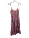 Cleobella Size M Pink, Orange & Black Cotton Spaghetti Strap Front Ruching Dress Pink, Orange & Black / M