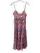 Cleobella Size M Pink, Orange & Black Cotton Spaghetti Strap Front Ruching Dress Pink, Orange & Black / M