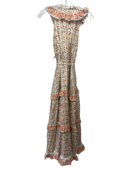 Cleobella Size XS Cream, Orange &  Mustard Fabric Cotton Floral Sleeveless Dress Cream, Orange &  Mustard / XS