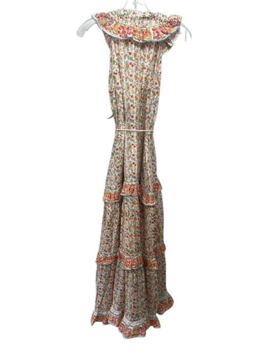 Cleobella Size XS Cream, Orange &  Mustard Fabric Cotton Floral Sleeveless Dress Cream, Orange &  Mustard / XS