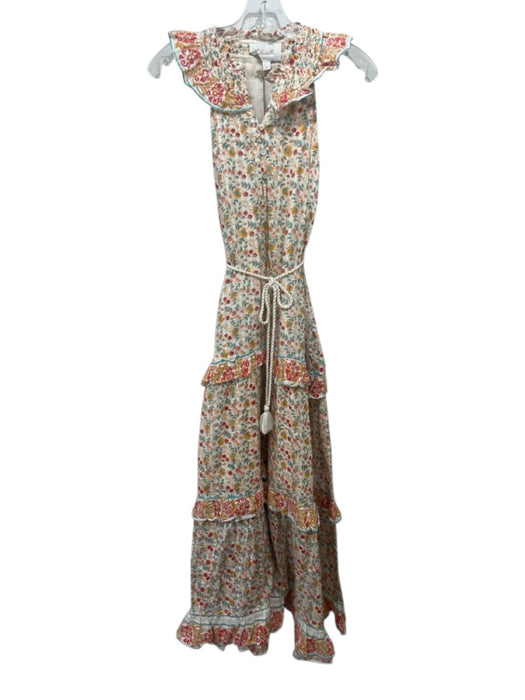 Cleobella Size XS Cream, Orange &  Mustard Fabric Cotton Floral Sleeveless Dress Cream, Orange &  Mustard / XS