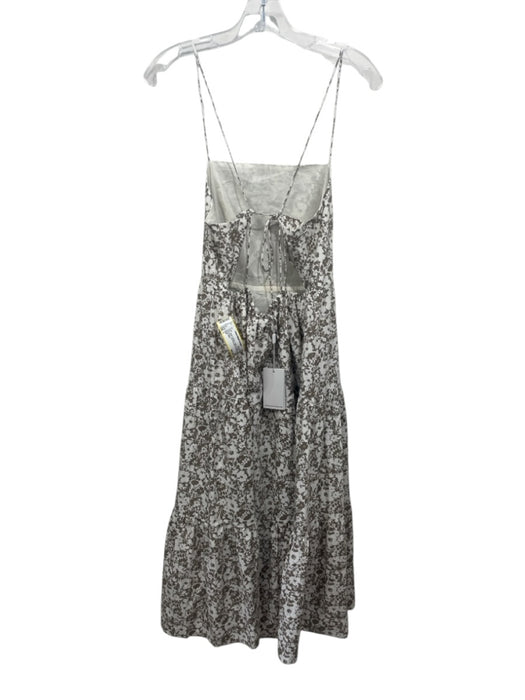 Rails Size L White & Brown Cotton & Lyocell Sleeveless Leaf Print Dress White & Brown / L