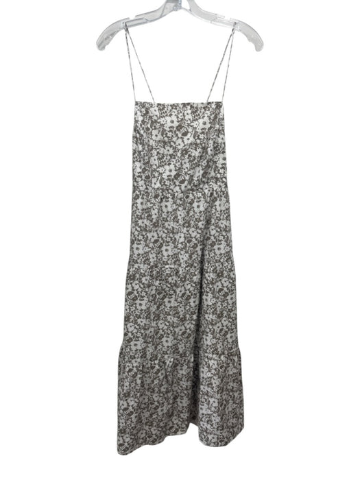 Rails Size L White & Brown Cotton & Lyocell Sleeveless Leaf Print Dress White & Brown / L
