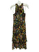 Cleobella Size S Black, Yellow, & Multi Viscose Sleeveless Floral Tie Neck Dress Black, Yellow, & Multi / S