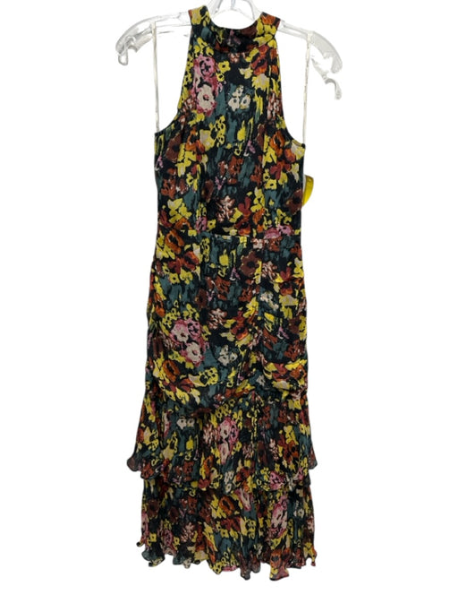 Cleobella Size S Black, Yellow, & Multi Viscose Sleeveless Floral Tie Neck Dress Black, Yellow, & Multi / S