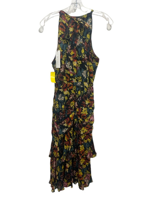 Cleobella Size M Black, Yellow, & Multi Viscose Sleeveless Floral Tie Neck Dress Black, Yellow, & Multi / M