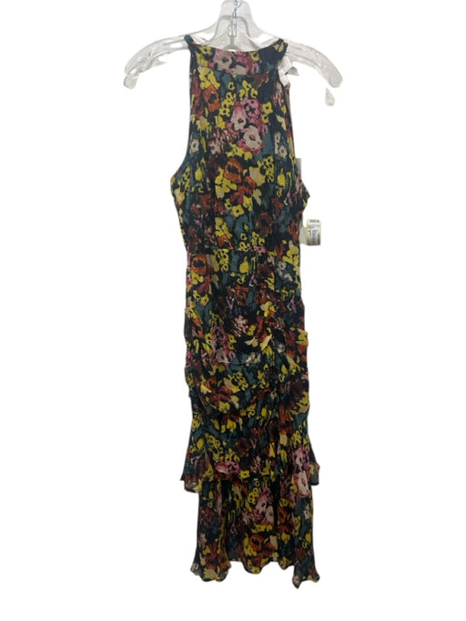 Cleobella Size M Black, Yellow, & Multi Viscose Sleeveless Floral Tie Neck Dress Black, Yellow, & Multi / M