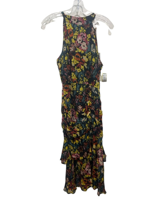 Cleobella Size M Black, Yellow, & Multi Viscose Sleeveless Floral Tie Neck Dress Black, Yellow, & Multi / M