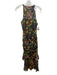 Cleobella Size M Black, Yellow, & Multi Viscose Sleeveless Floral Tie Neck Dress Black, Yellow, & Multi / M