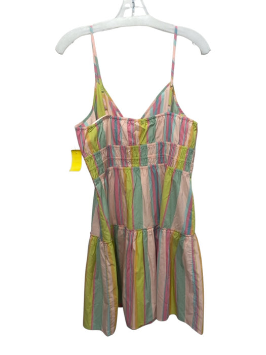 Rails Size L Pink & Multi Cotton & Lyocell Sleeveless Stripe Elastic Strap Dress Pink & Multi / L