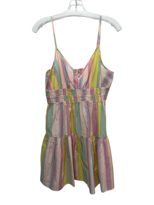 Rails Size L Pink & Multi Cotton & Lyocell Sleeveless Stripe Elastic Strap Dress Pink & Multi / L